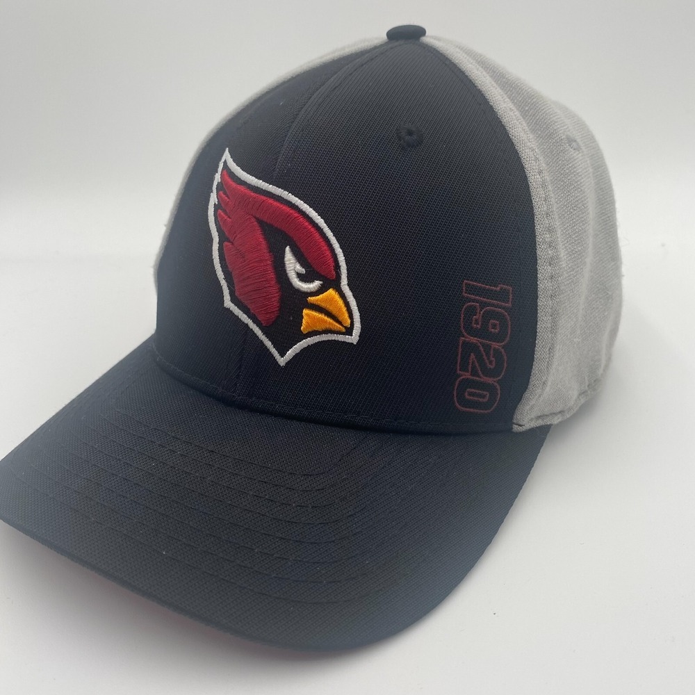 NFL Team Apparel Men's Arizona Cardinals Black Gray Fitted Cap Hat Stretch Fit